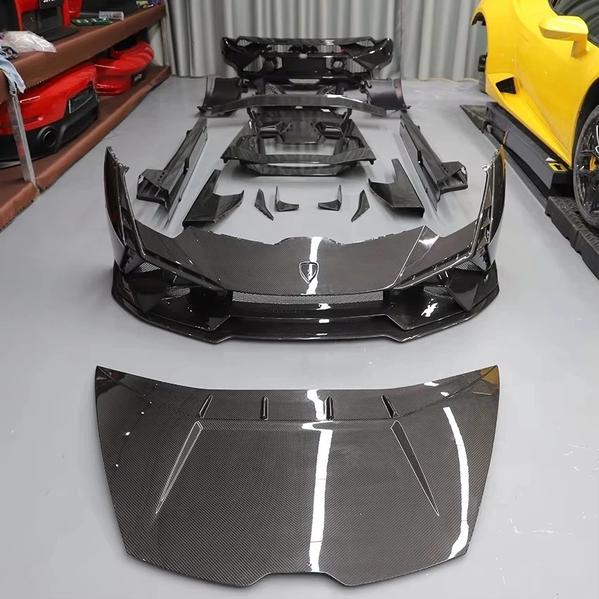 Tecnica Style Dry Half Carbon Fiber Body Kit Car Bumper Hood Bonnet Wing Spoiler Side Skirts For Lambo Huracan LP580 LP610